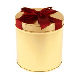 Weihnachtskeksdosen: red ribbon Gold 	