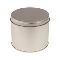Metallboxen: Runde Mini-Dose - Klassiker - runde Mini-Stülpdeckeldose, blank, aus Weißblech.