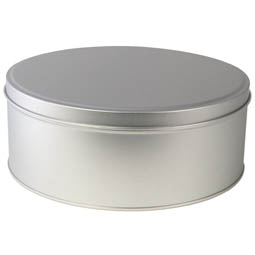 Metallboxen: Runde große Dose - Klassiker - runde Maxi-Stülpdeckeldose, blank, aus Weißblech.