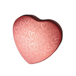 Frühjahrdosen: Herzdose rot, Stülpdeckeldose aus Weißblech in Herzform.