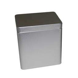 Metallboxen: Metallverpackung - rechteckige Stülpdeckeldose aus Weißblech.
