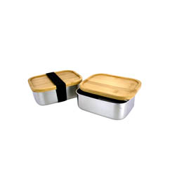 Prostokątne puszki: Edelstahl Lunchbox Bambus