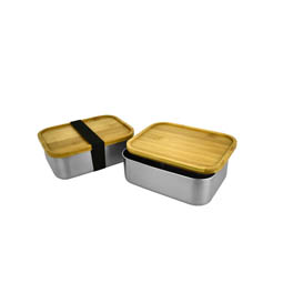 Prostokątne puszki: Edelstahl Lunchbox Bambus XL