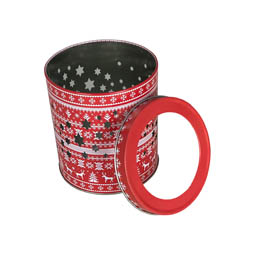 : Teelichtdose Warm; runde Stülpdeckeldose aus Weißblech mit ausgestanztem Sternenhimmel.